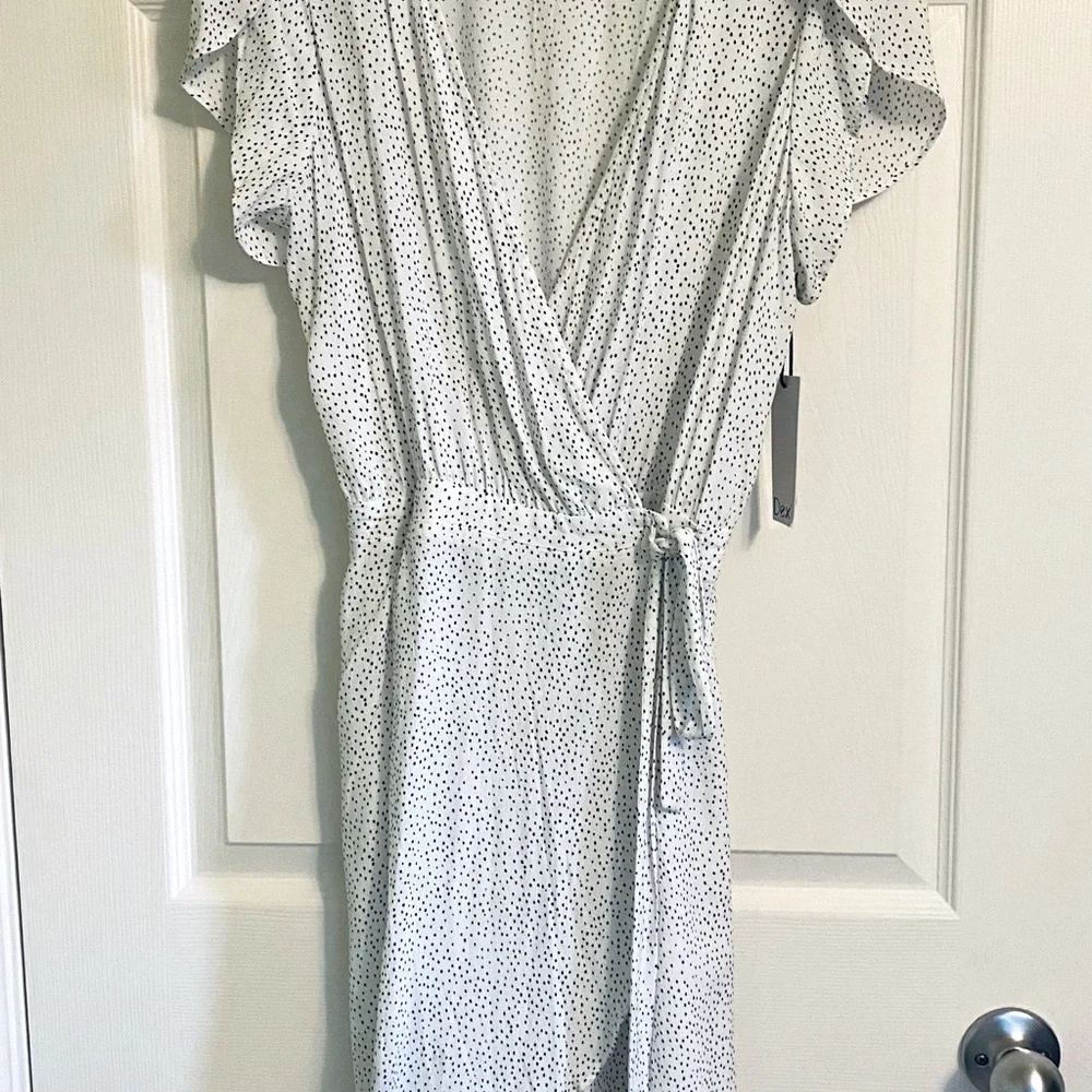 NWT  White and Black Polka Dot Mini Dress - Picture 2 of 8